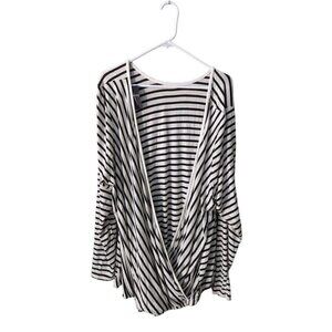 Lane Bryant Black/White Stripe Pullover Cardigan Long Sleeve Shirt women's 26
